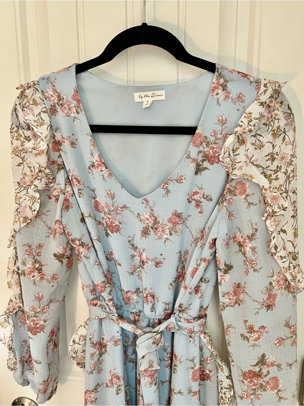 Anthropologie By the River Light Blue Floral Midi Dress size small - Picture 2 of 5